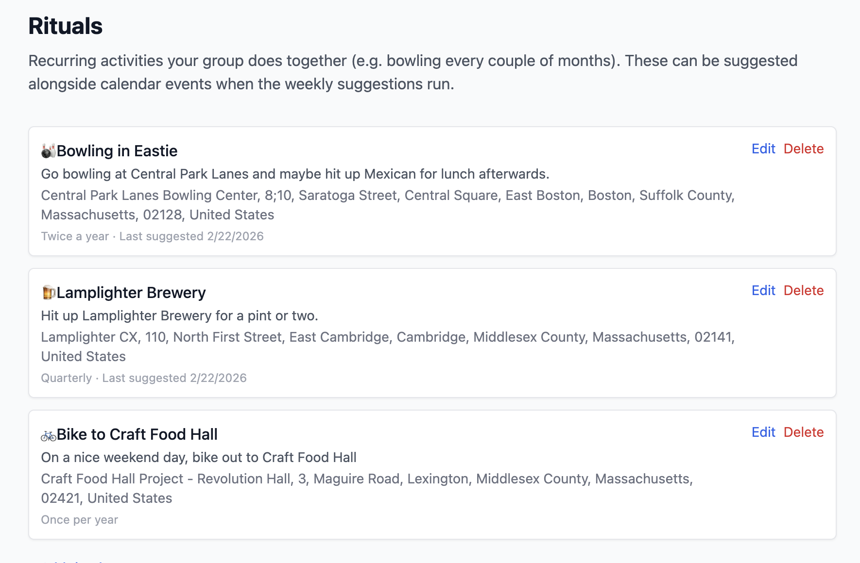 Rituals screen in Sipping Point
